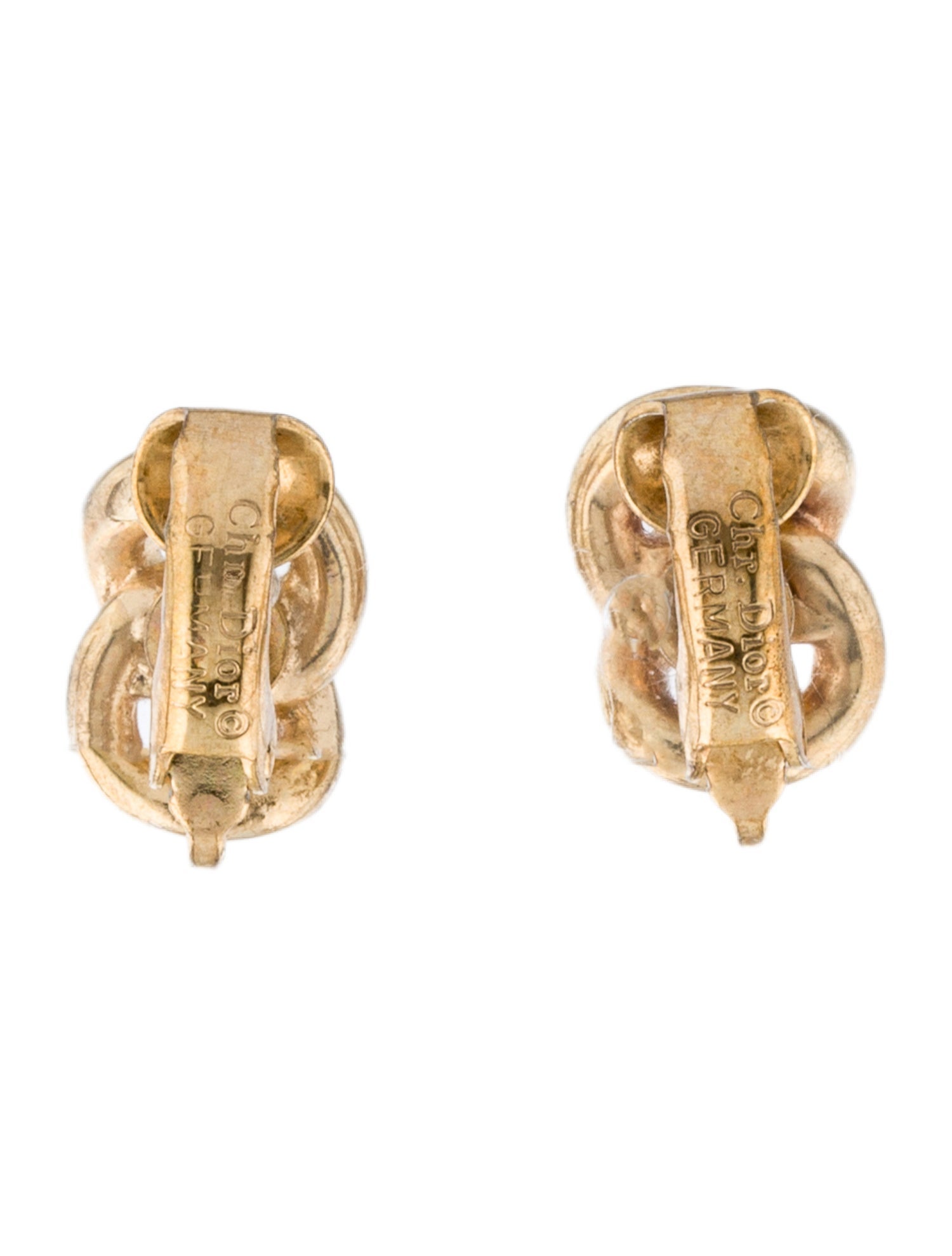 Christian Dior Vintage Crystal Chain Link Clip-On Earrings